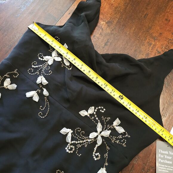 Vintage Kaufmann’s Silk Beaded Black Top Ribbon Beaded Formal Evening Shell Sz 8 - Picture 4 of 10